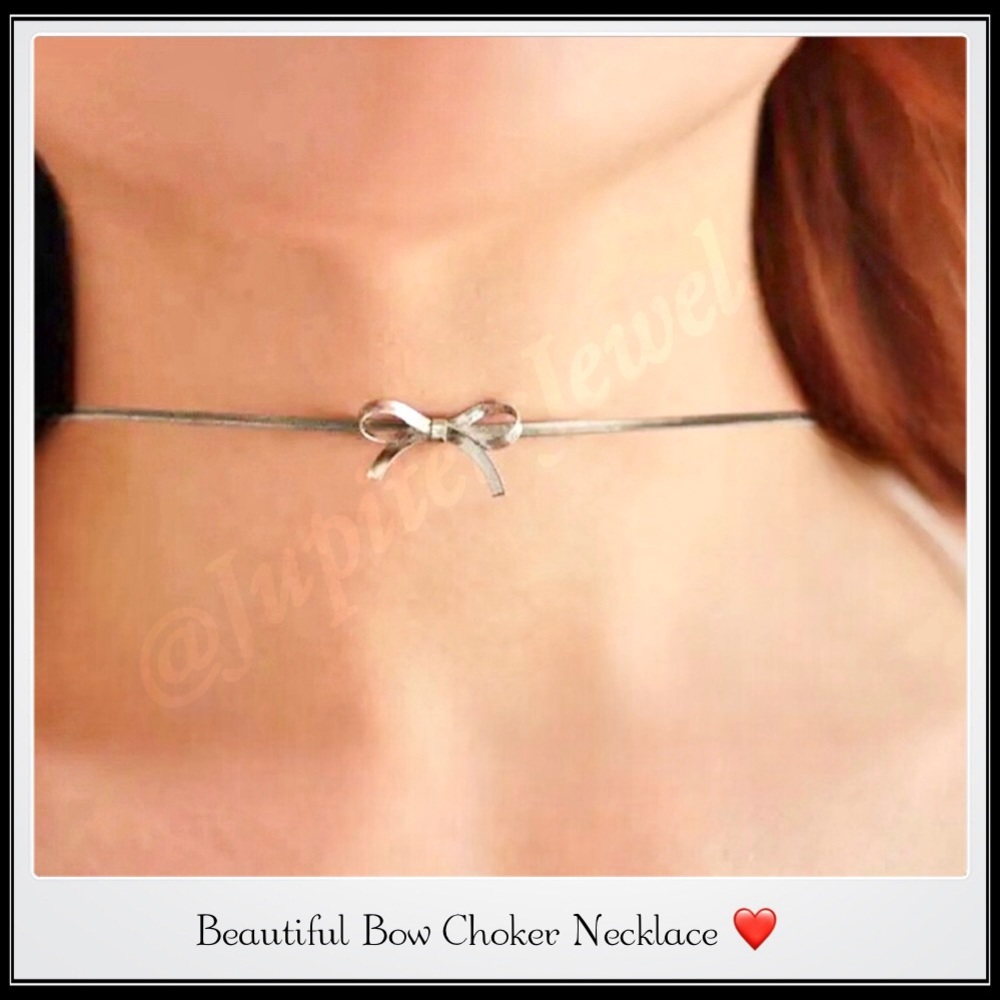Clearance! New Ribbon Bow 2mm Herringbone Snake Chain Choker Omega Necklace